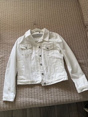 J Brand White Denim Jacket - Classic Button Front